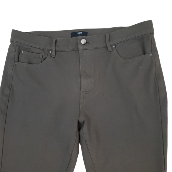 T-Tahari~Woman Size 12~Olive Green Ponte Slim Pants Zipper Front, Stretch. - Picture 8 of 9